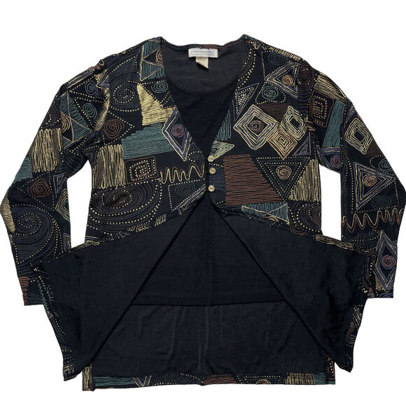 Vintage 90's Abstract Blouse Metallic Paint Sz S Art to Wear Grunge Boho Retro - Picture 3 of 12